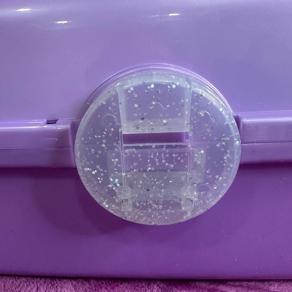 Horizon Group USA Purple Glitter Handle Makeup Case Organizer Storage Box